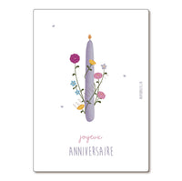 Carte Postale / Card "Bougie parme fleurie"