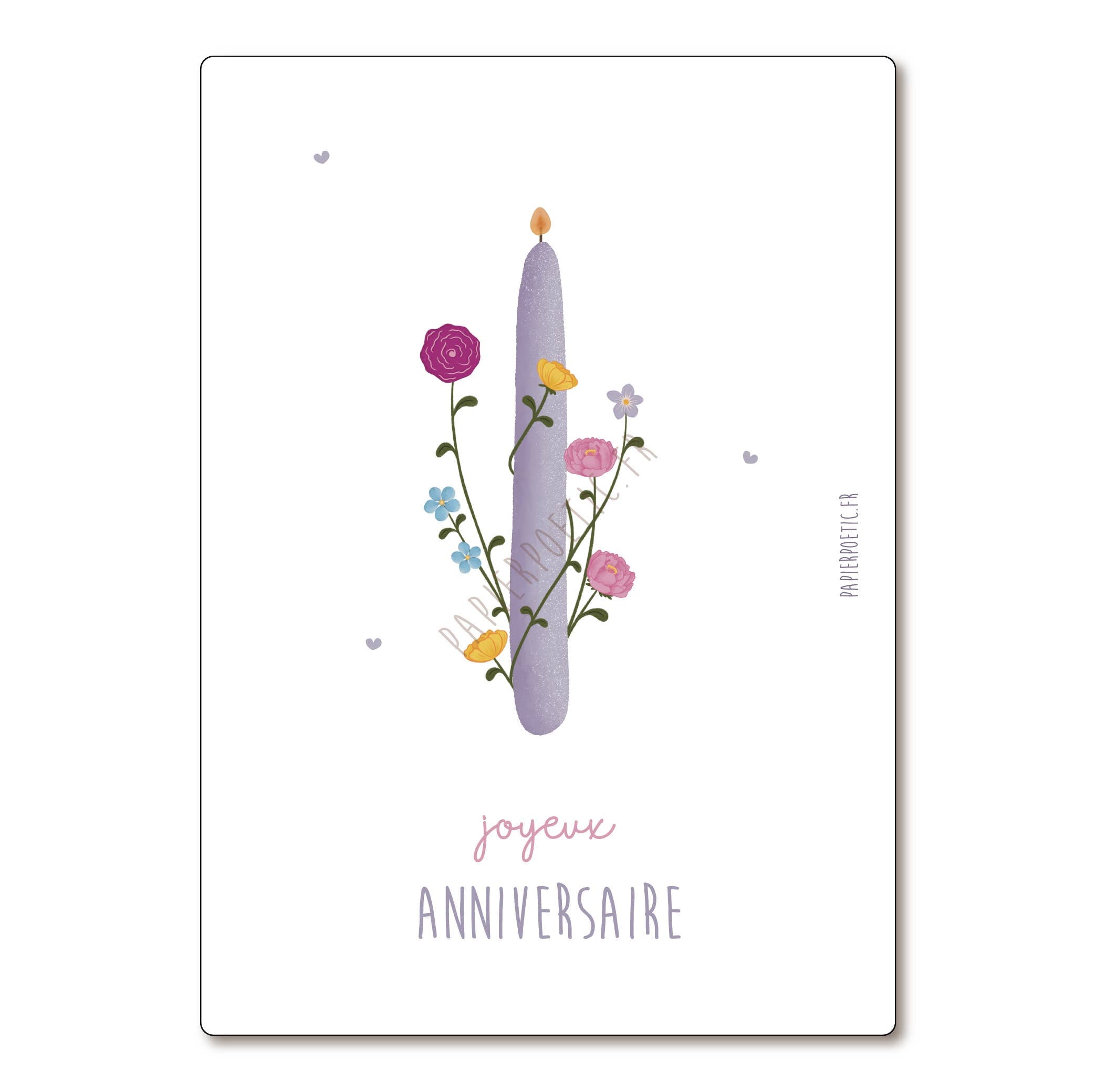 Carte Postale / Card "Bougie parme fleurie"