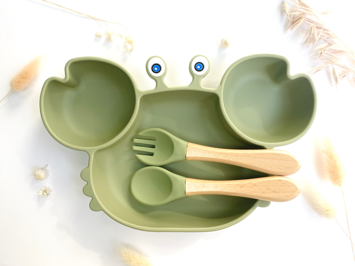 Set repas + couvert en forme de crabe pour Enfant: Rose