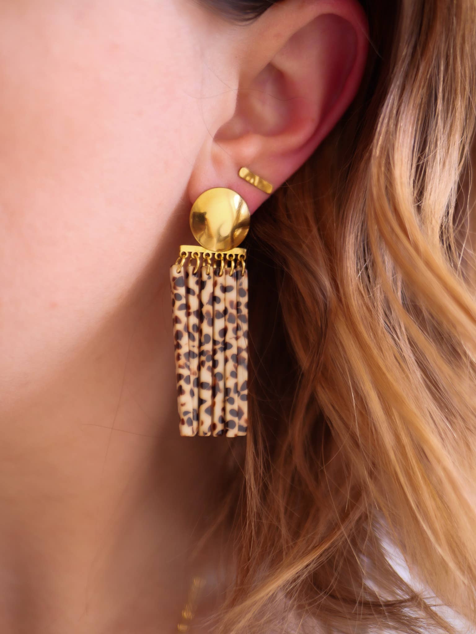 Boucles d’oreilles Janis: Leopard Beige