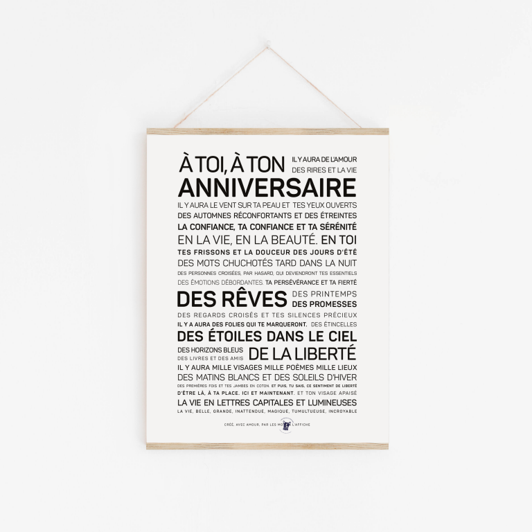 Affiche A toi, à ton anniversaire: MINI A6 10.5 x 14.8 mm