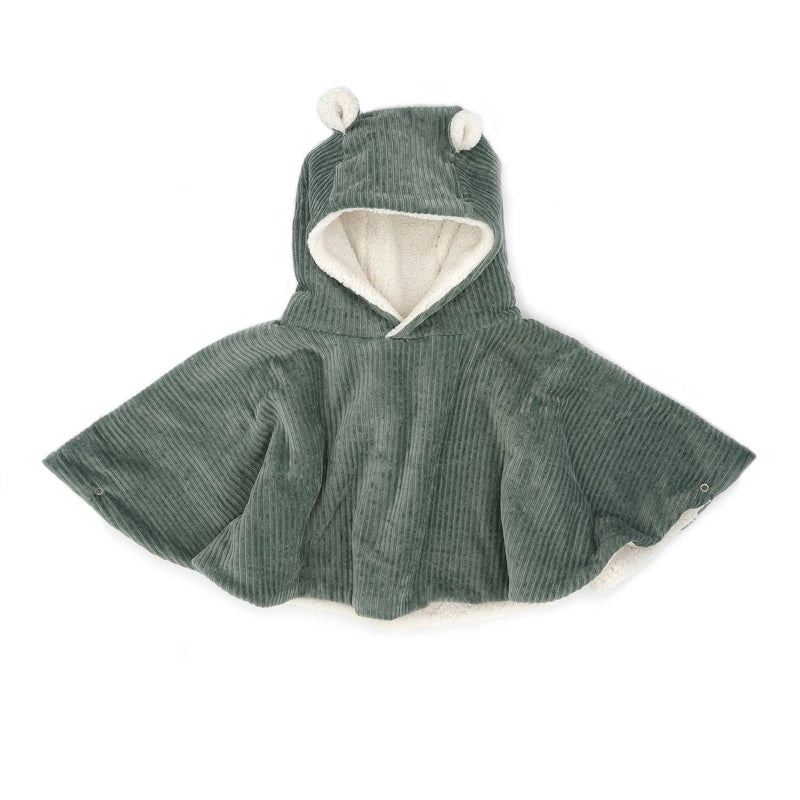 Poncho bébé velours kaki