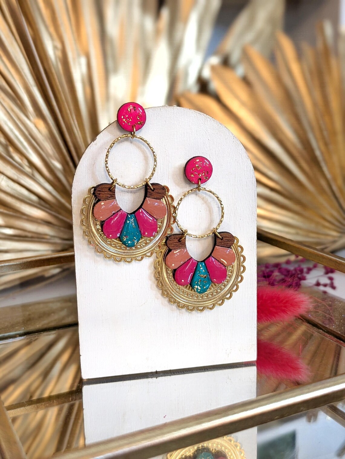 boucles hortense fushia /rose
