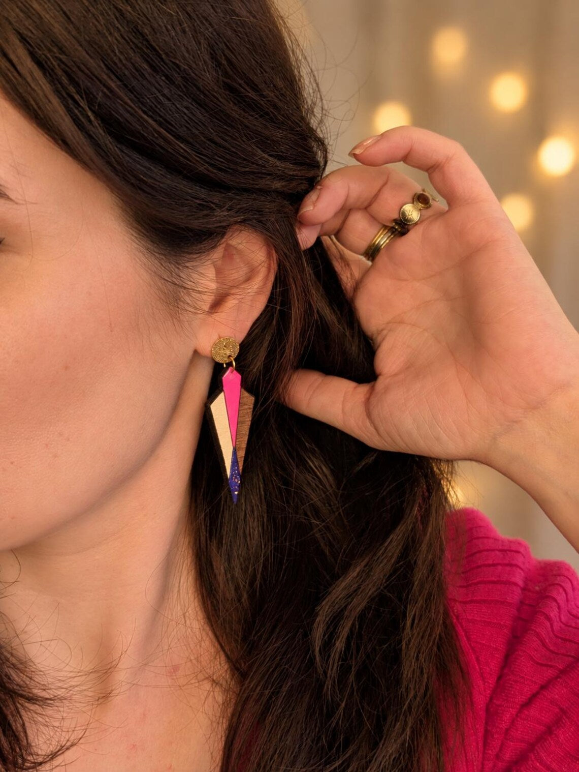Boucles néon rose / vert