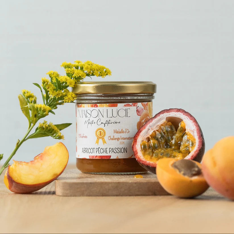 Confiture Abricot Pêche Passion 70% de fruits - 150g