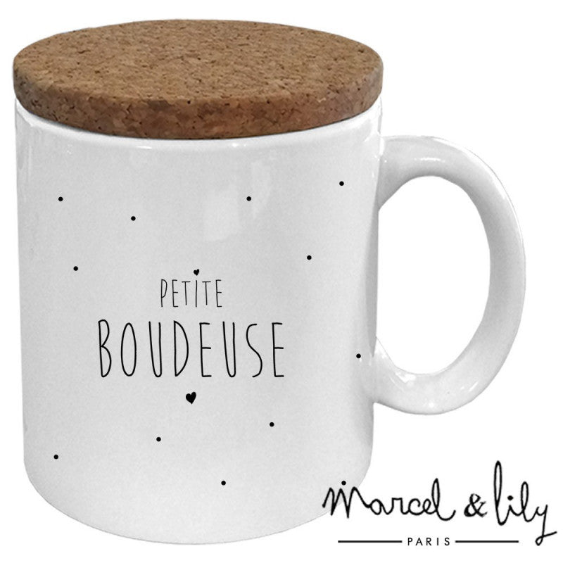 Mug avec son couvercle en liège "Boudeuse"