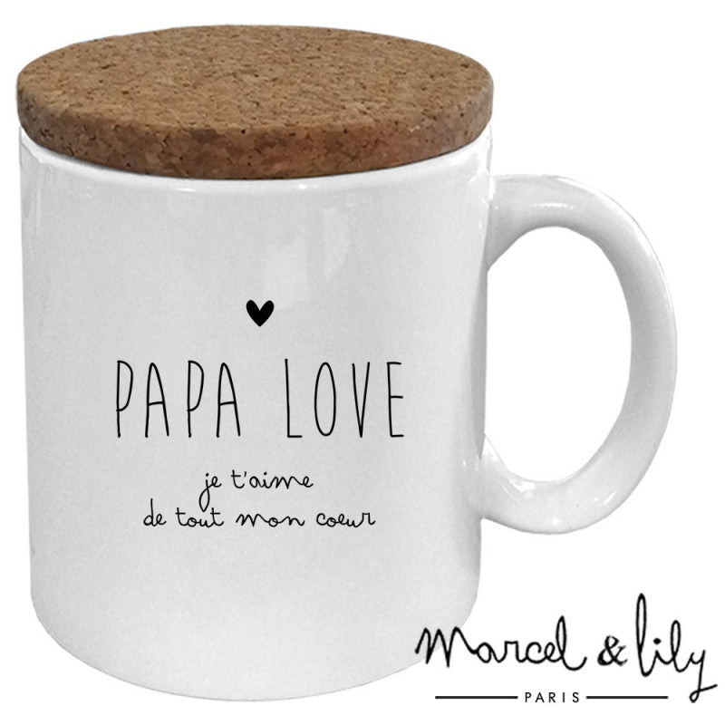 Mug avec son couvercle en liège "Papa Love"