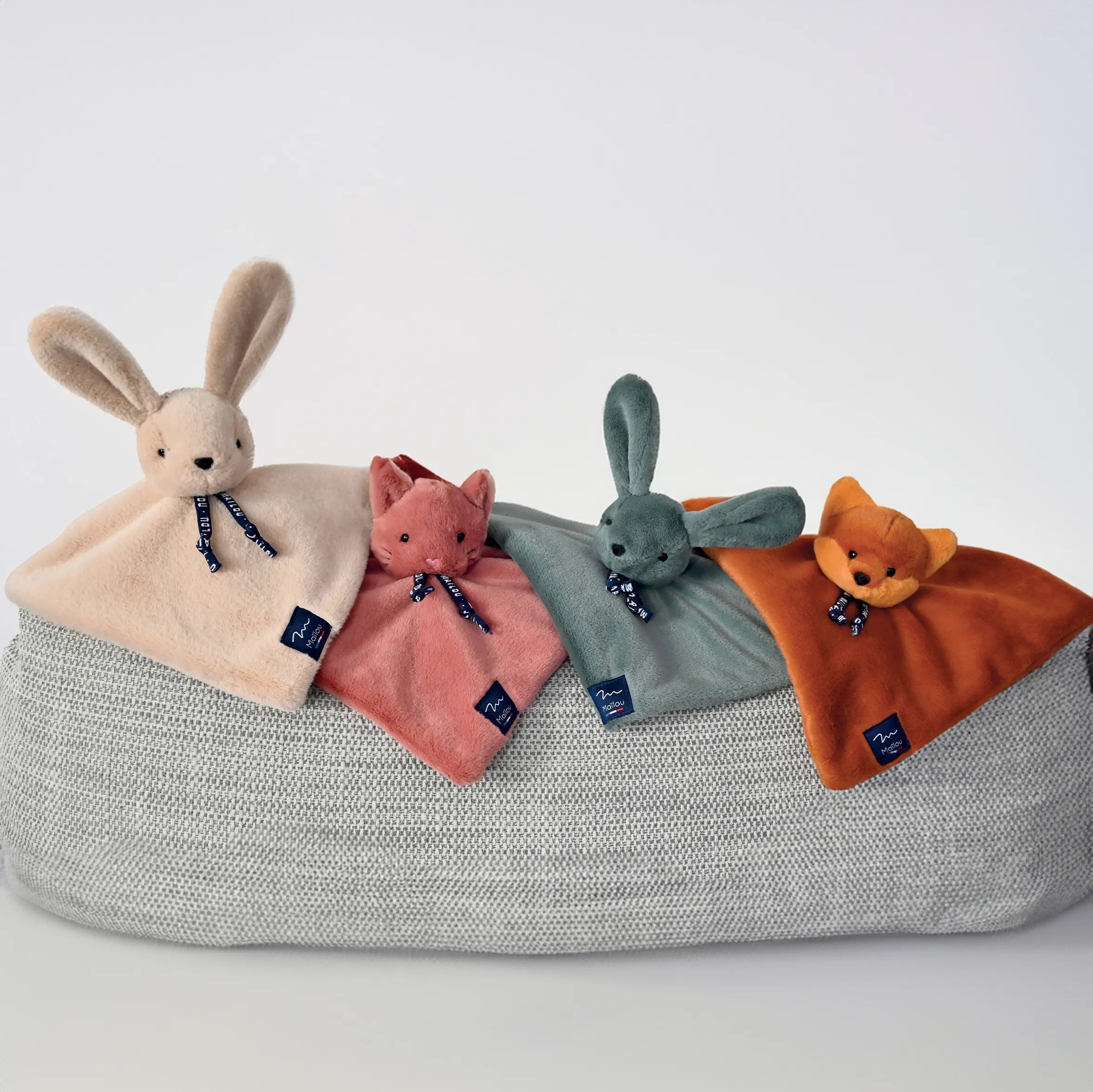 Doudou plat Chat, Renard, ou Lapin