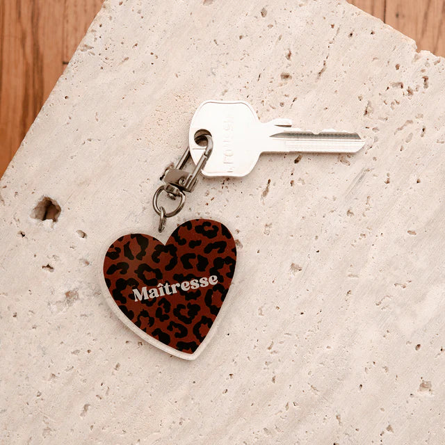 Porte-clé Léopard marron foncé - Différents messages