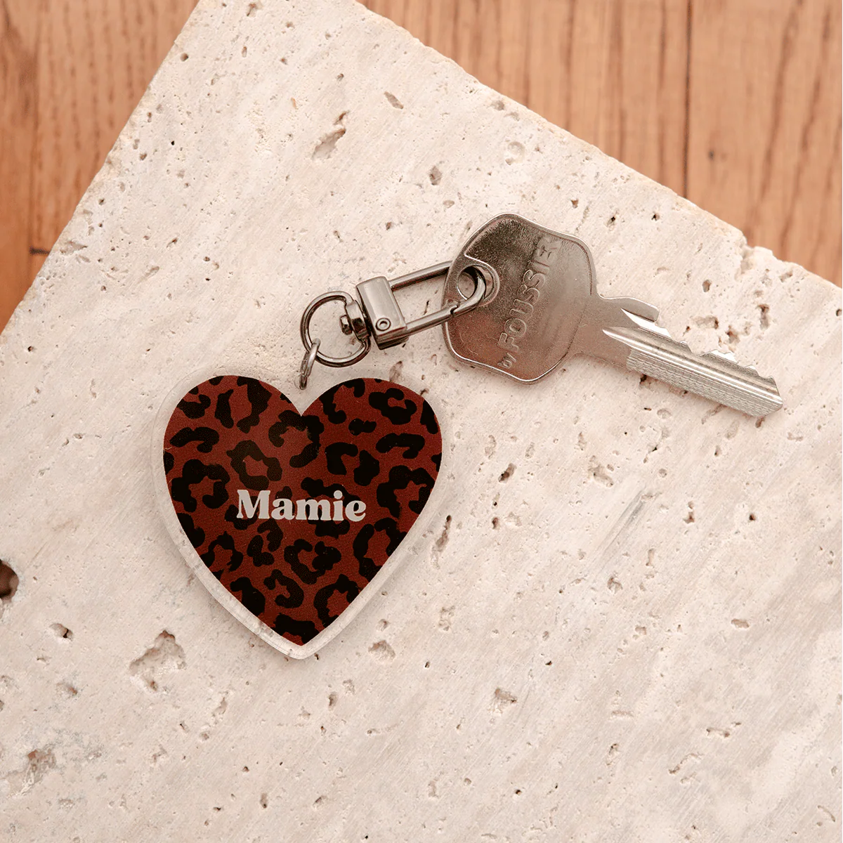 Porte-clé Léopard marron foncé - Différents messages