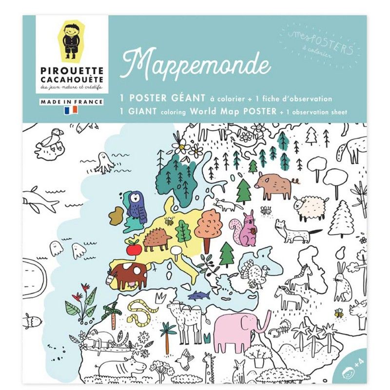 Poster géant "Mappemonde" à colorier