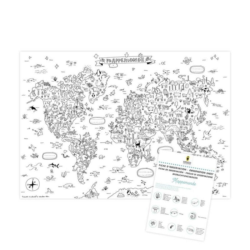 Poster géant "Mappemonde" à colorier