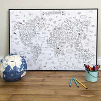 Poster géant "Mappemonde" à colorier