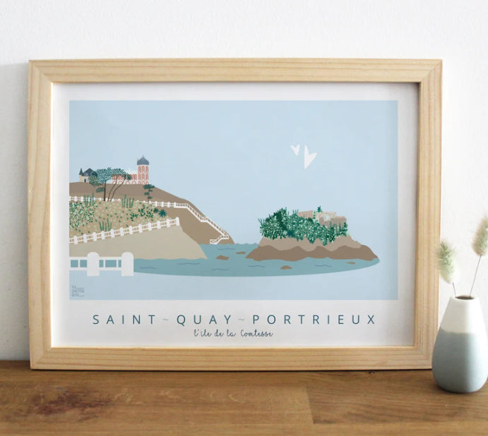 Illustration encadrée Saint-Quay-Portrieux "l'île de la Comtesse"