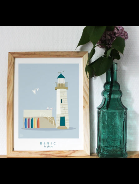 Illustration encadrée Binic "Le phare"