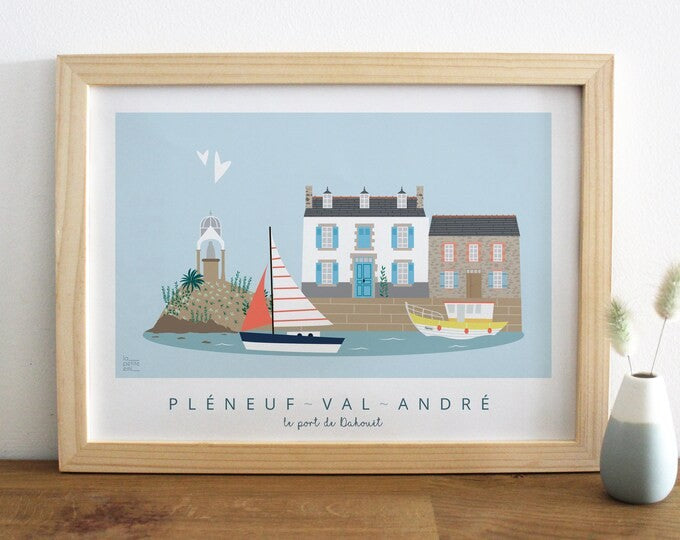 Illustration encadrée Pléneuf-Val-André "Le port de Dahouët"