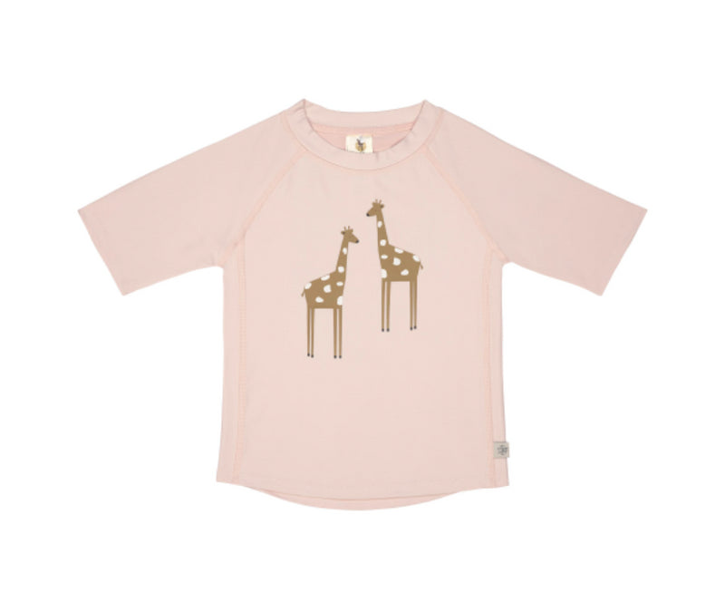 T-shirt anti-UV manches courtes Girafe rose poudrée