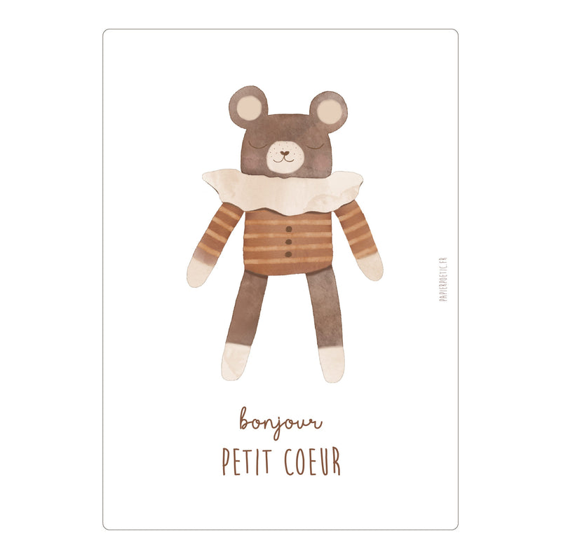 Carte “Bonjour petit coeur"