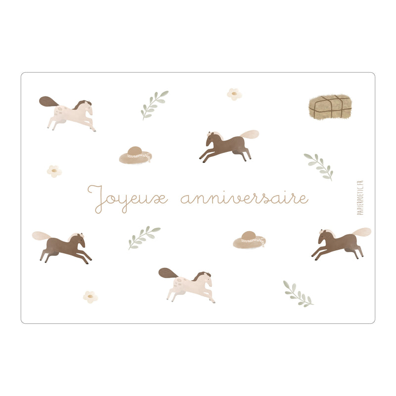 Carte Anniversaire “Cheval En Prairie”