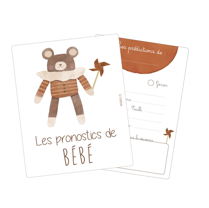 Lot 6 Cartes Pronostics Bébé “Ourson”