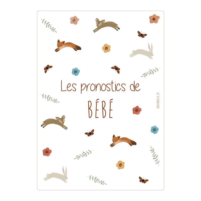 Lot 6 Cartes Pronostics Bébé “Animaux De La Forêt”