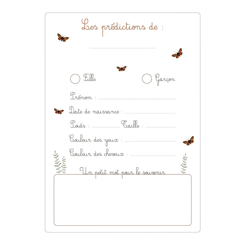 Lot 6 Cartes Pronostics Bébé “Animaux De La Forêt”