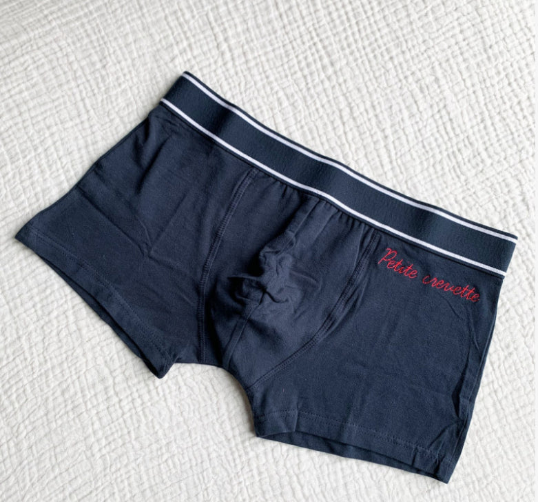 Boxer homme brodé "Petite crevette"