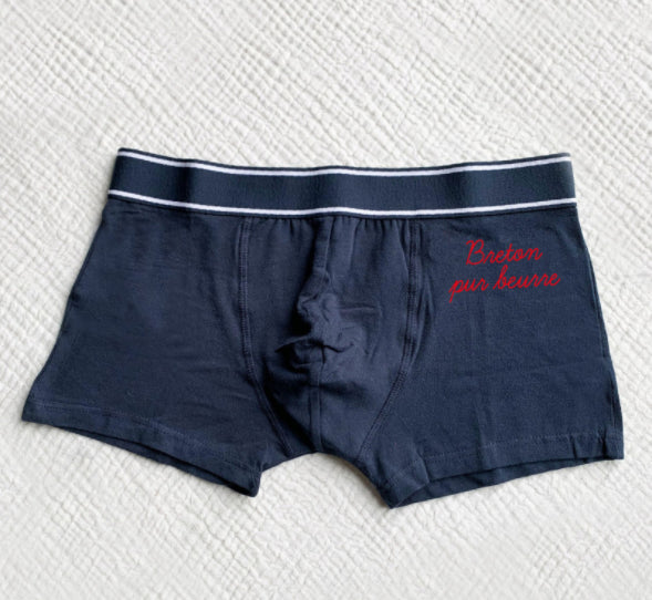 Boxer homme brodé "Breton pur beurre"