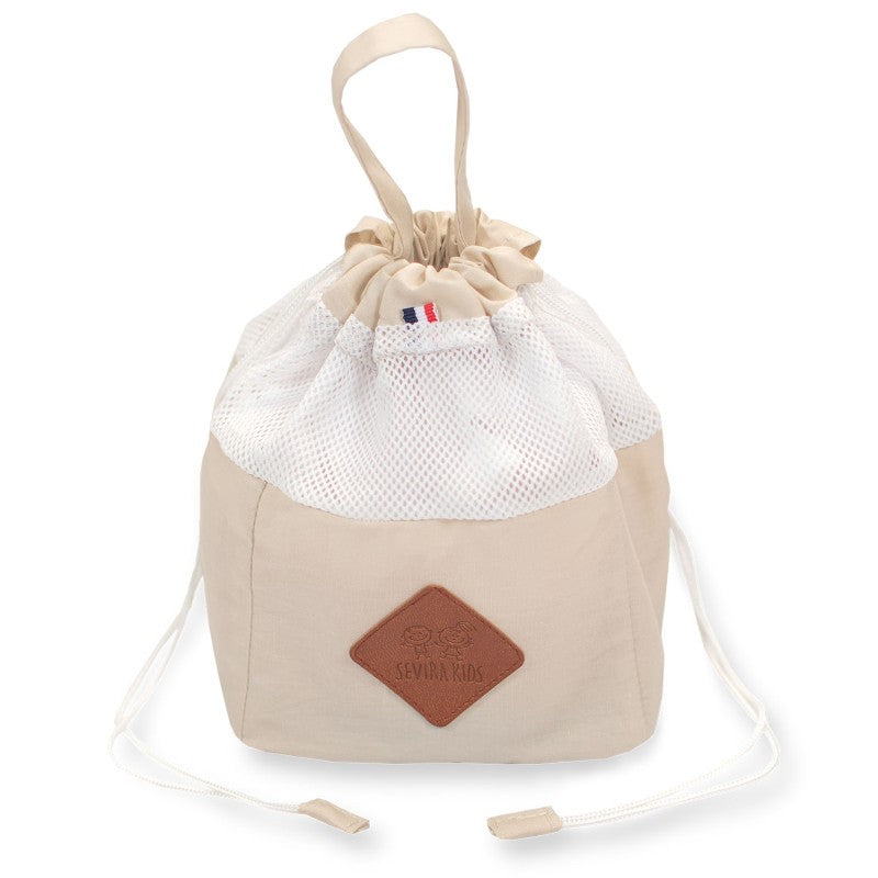 Pochon distributeur et ses 8 lingettes lavables, Beige