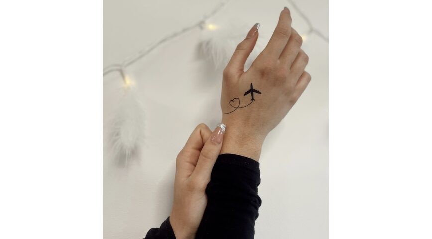 Tattoo éphémère Avion coeur x5